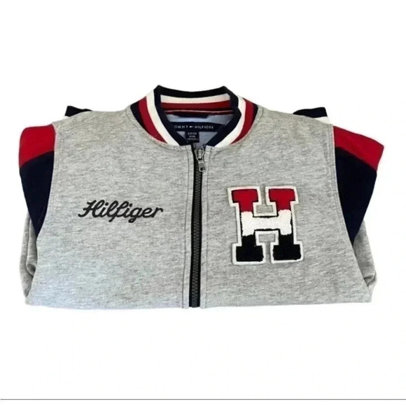 Tommy Hillfiger Big Boys Wayne Gray Rec Colorblocked Varsity Jacket SZ S - Picture 9 of 12